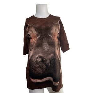 The Mountain Graphic Tee Brown Tie Dye Hippopotamus Cotton Unisex Size Medium M